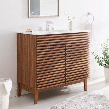 Render 36" Bathroom Vanity in Walnut White A133-B08P3RM7ZB