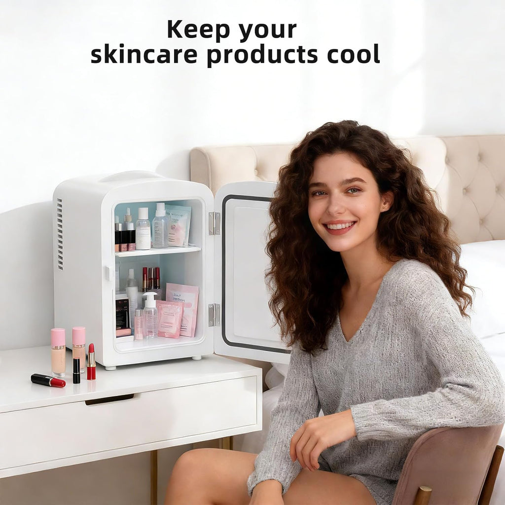 4L/6 Can Portable Mini Fridge,Personal Compact Refrigerator,Small Cooler for Food,Drinks or Skin Care, AC/DC for