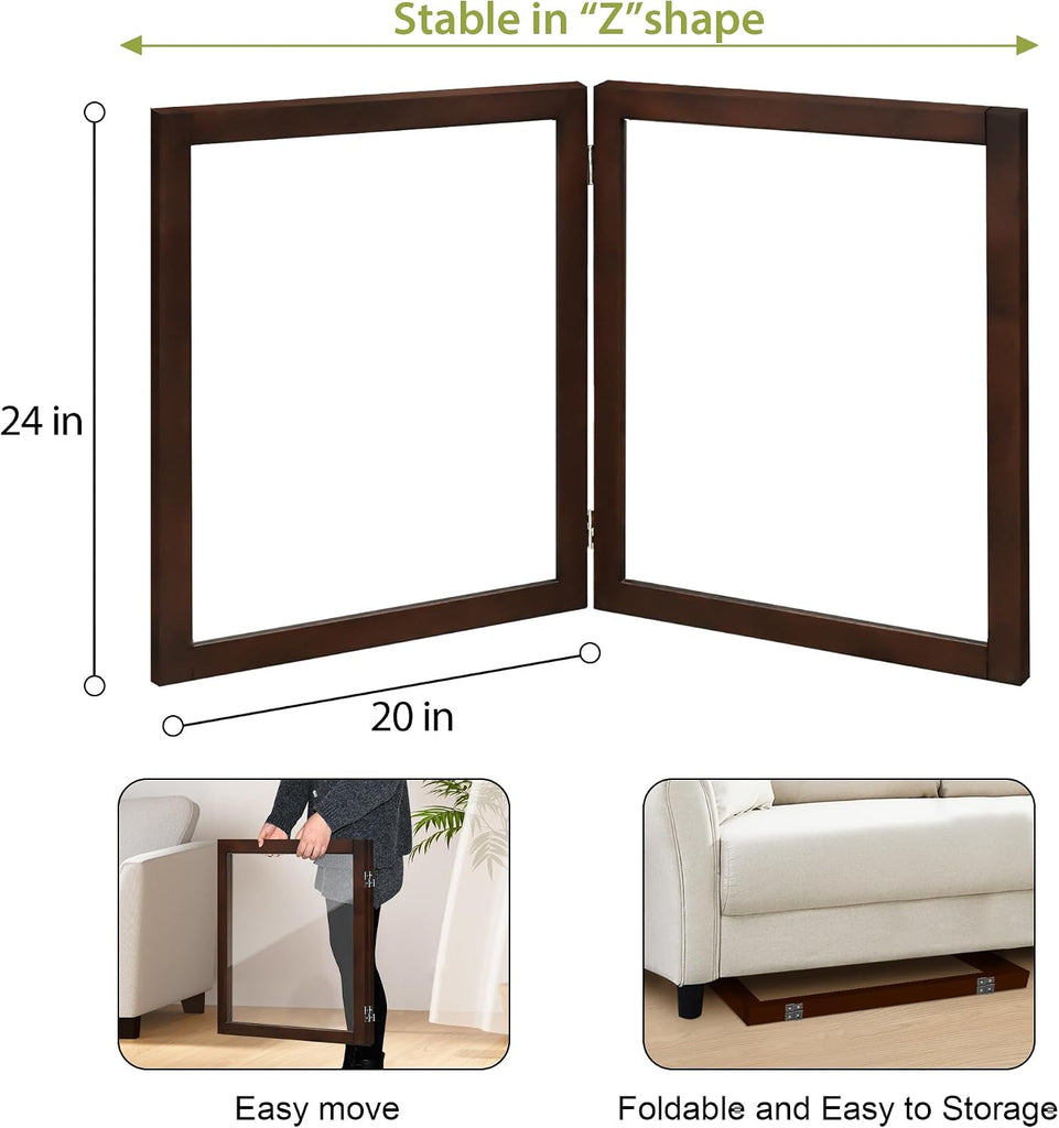 Clear Dog Gate for Indoor Use - Transparent Pet Fence with Solid Hardwood and Plastic Board, Stylish & Durable