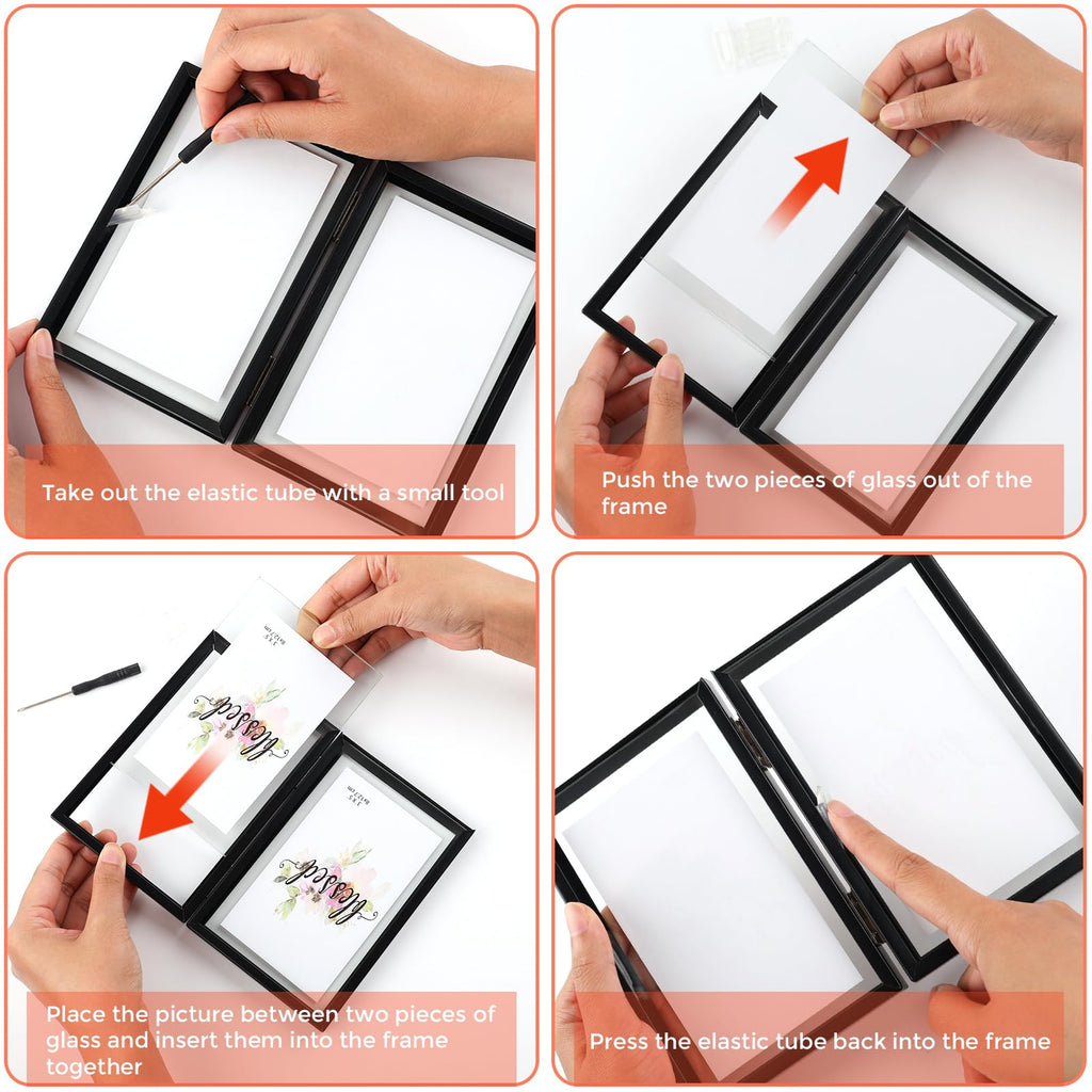 5x7 Floating Picture Frames 2 Pack, Black Vertical