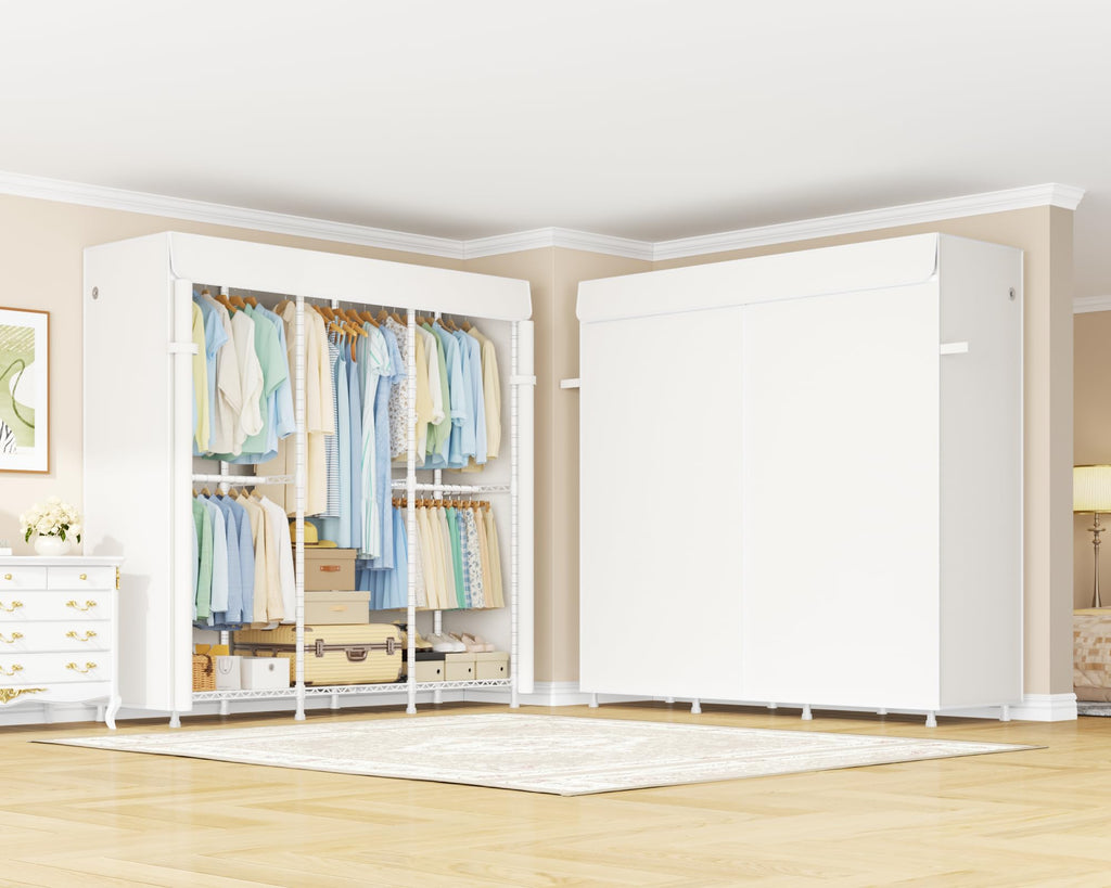 E14C Heavy Duty Closet Organizer System, Freestanding Clothing Racks for Hanging Clothes, Adjustable Garment Rack 58" W