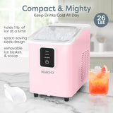 Portable Ice Maker with Scoop & Basket - Ice Maker with LED Control Panel & 1 Quart Water Tank- Ice Cube Maker