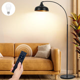 Arch Floor Lamps with Remote - Dimmable Floor Lamp 70”, Black Tall Lamp with 360° Adjustable Hanging