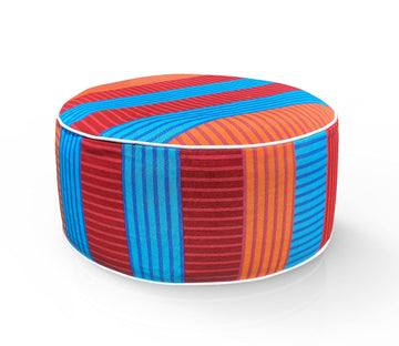 Outdoor Inflatable Ottoman Cover Round 21x9 Inch Red Striped Pattern Patio Foot Stools and Ottomans Cover