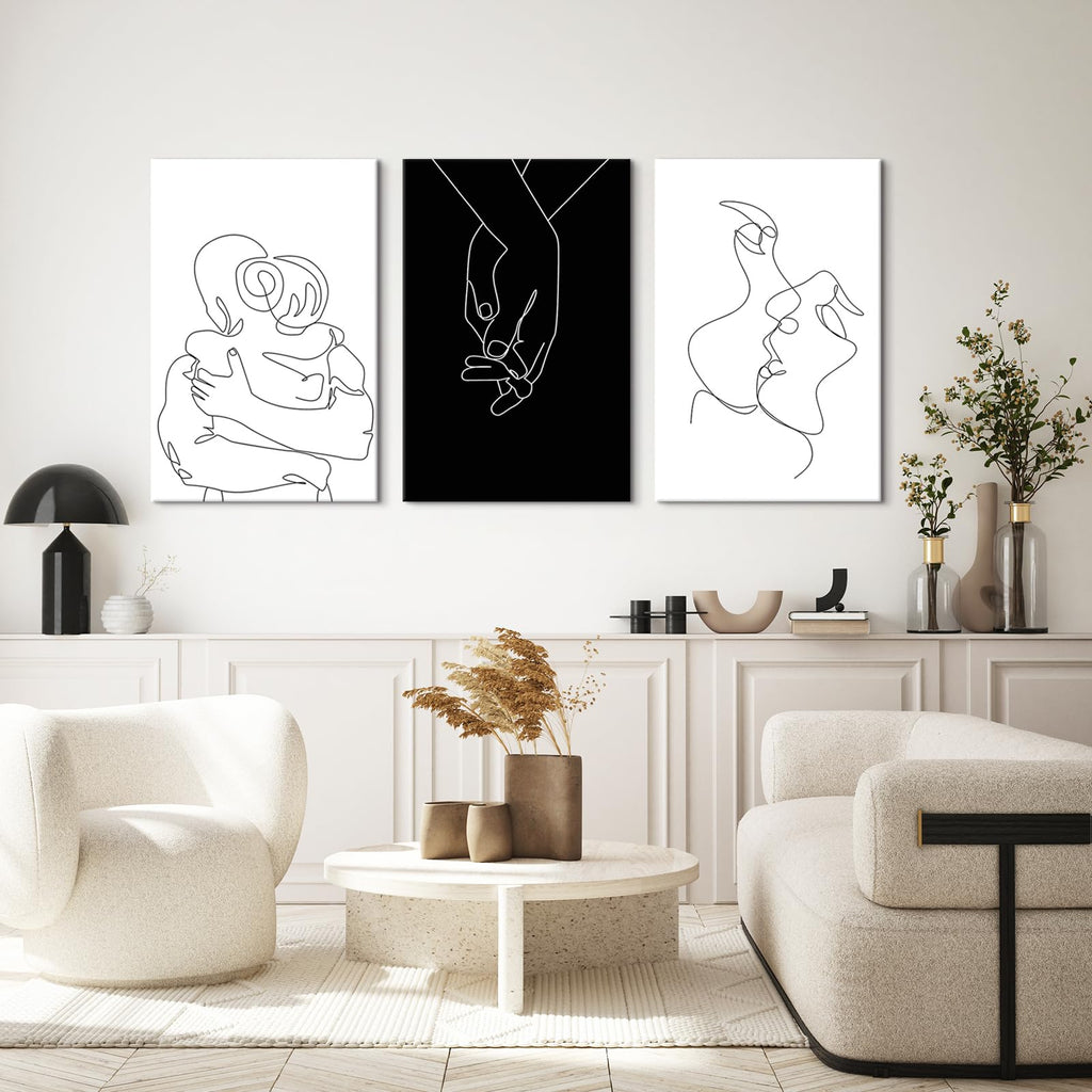 Couples Wall Decor Black and White Canvas Wall Art Minimalist Line Drawing Art Poster Prints Romantic Couple Love