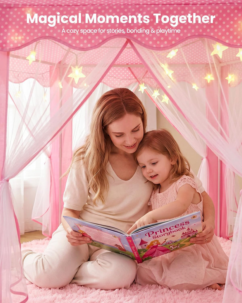 Princess Castle Tent for Girls Indoor, Play Tent with Rug