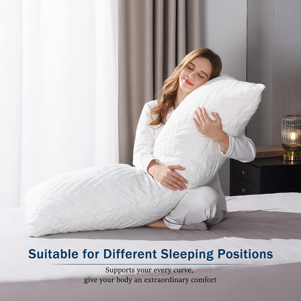 Memory Foam Body Pillows for Adults - Full Body Pillow for Side and Back Sleepers, 20 x 54, White
