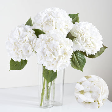 4Pcs Real Touch Hydrangea Artificial Flowers, 22.5'' White Full Latex Faux Hydrangea Flowers Floral Arrangements
