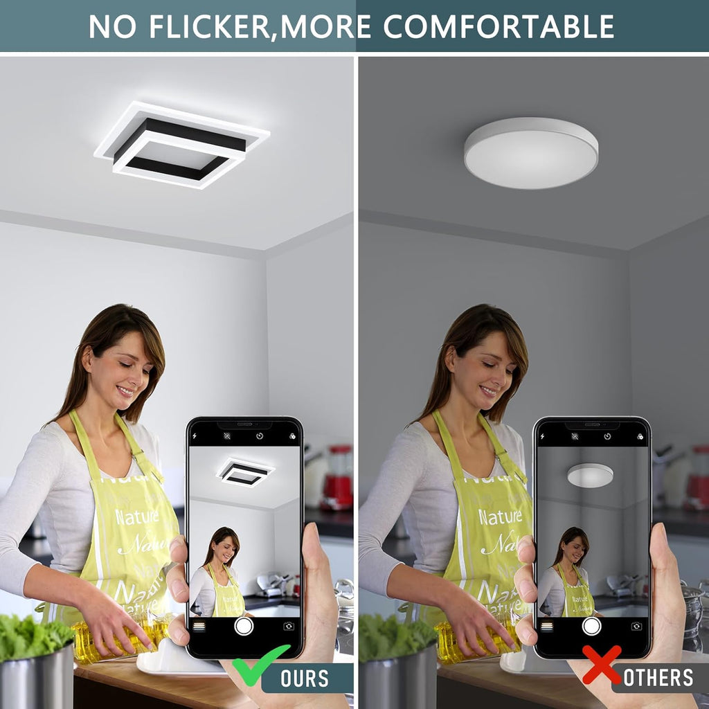 32W Modern LED Ceiling Light, Small Flush Mount Light Fixture, 6500K Cold White Ceiling Lamp, Square Hallway Lighting