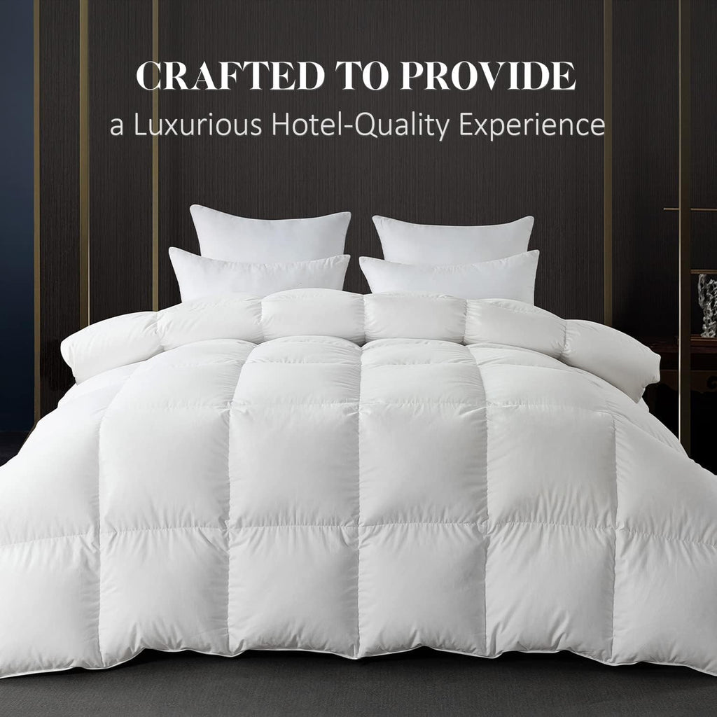 Feather Down Fiber White Comforter, All Season Luxury Bed Comforter,Ultra Soft 100% Cotton Duvet Ins