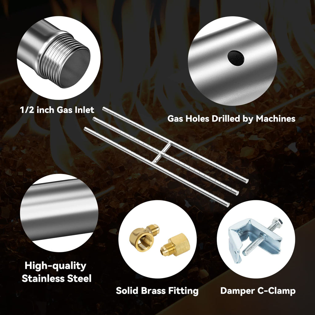 30" x 6" Rectangular Gas Fire Pit H-Burner