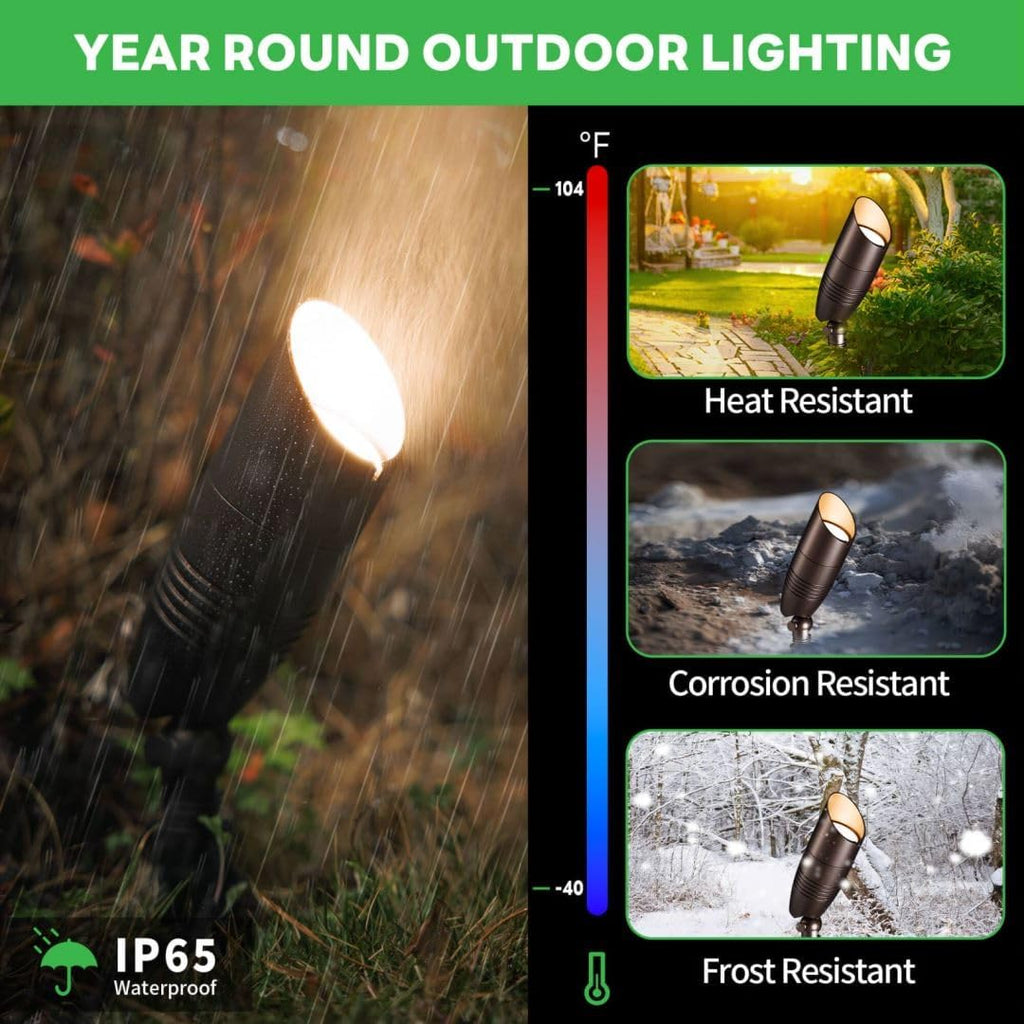 LED Spotlight, 3000K/4000K/5000K Adjustable Color Temperature Waterproof Outdoor Landscape Uplight, 12V AC/DC Wired