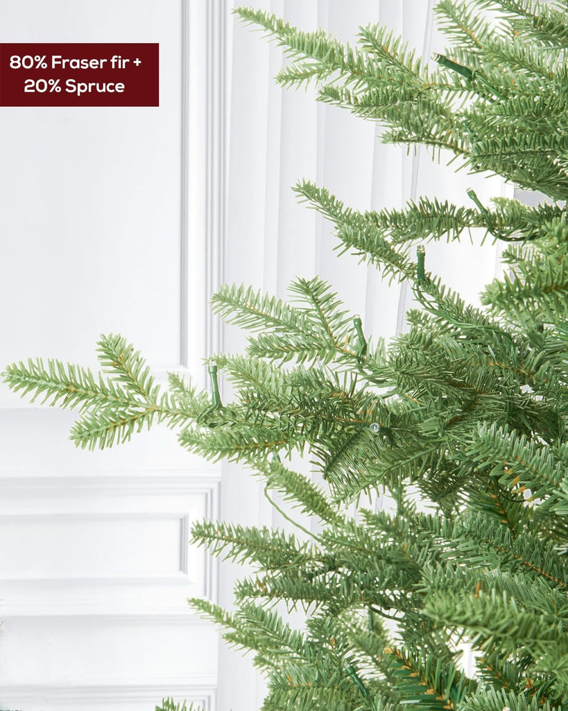 Pre-lit Christmas Tree 7.5ft Aspen Fir, 750 Warm White & Multi-Color LED Lights, Hinged Holiday Xmas Artificial Tree