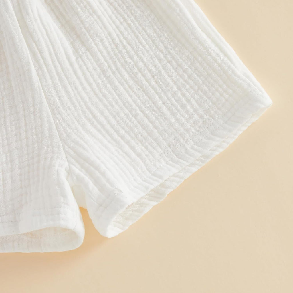 Newborn Infant Summer Outfit Baby Boy 2PCS Clothes Set Button Down Shirt Romper Cotton Gauze Shorts