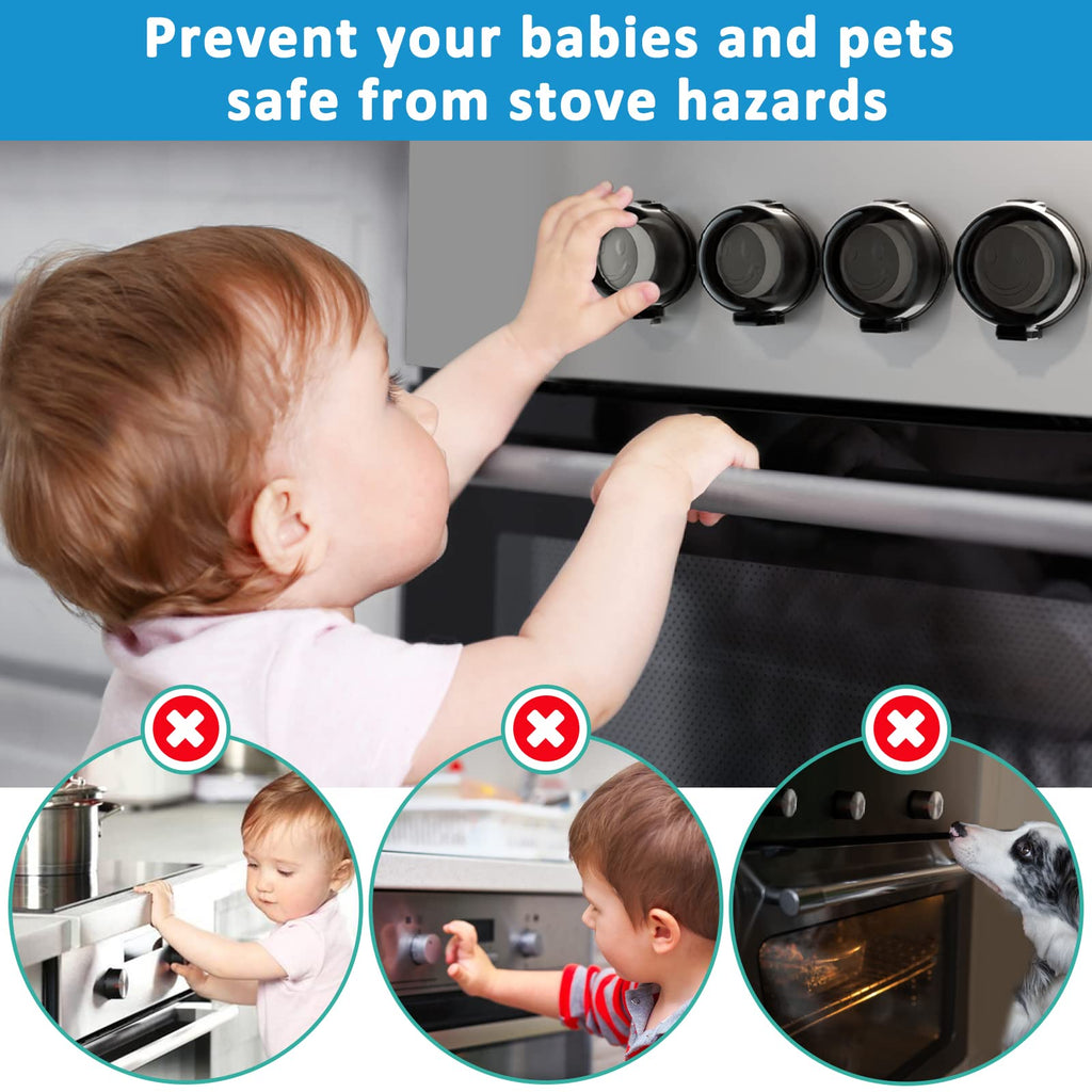Gas Stove Knob Safety Covers | Oven Lock Baby Proofing - Heat Resistant