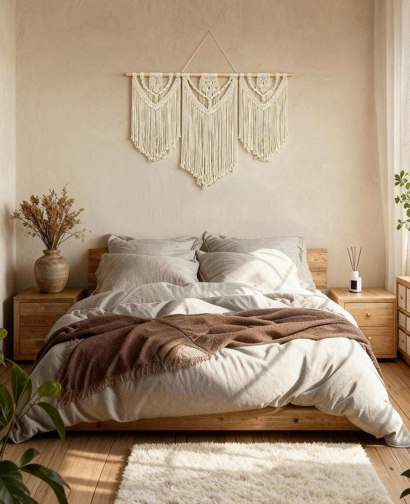 Macrame Wall Hanging, 43"x32" Boho Wall Tapestry, Large Wall Art, Gallery, Office (Weave)