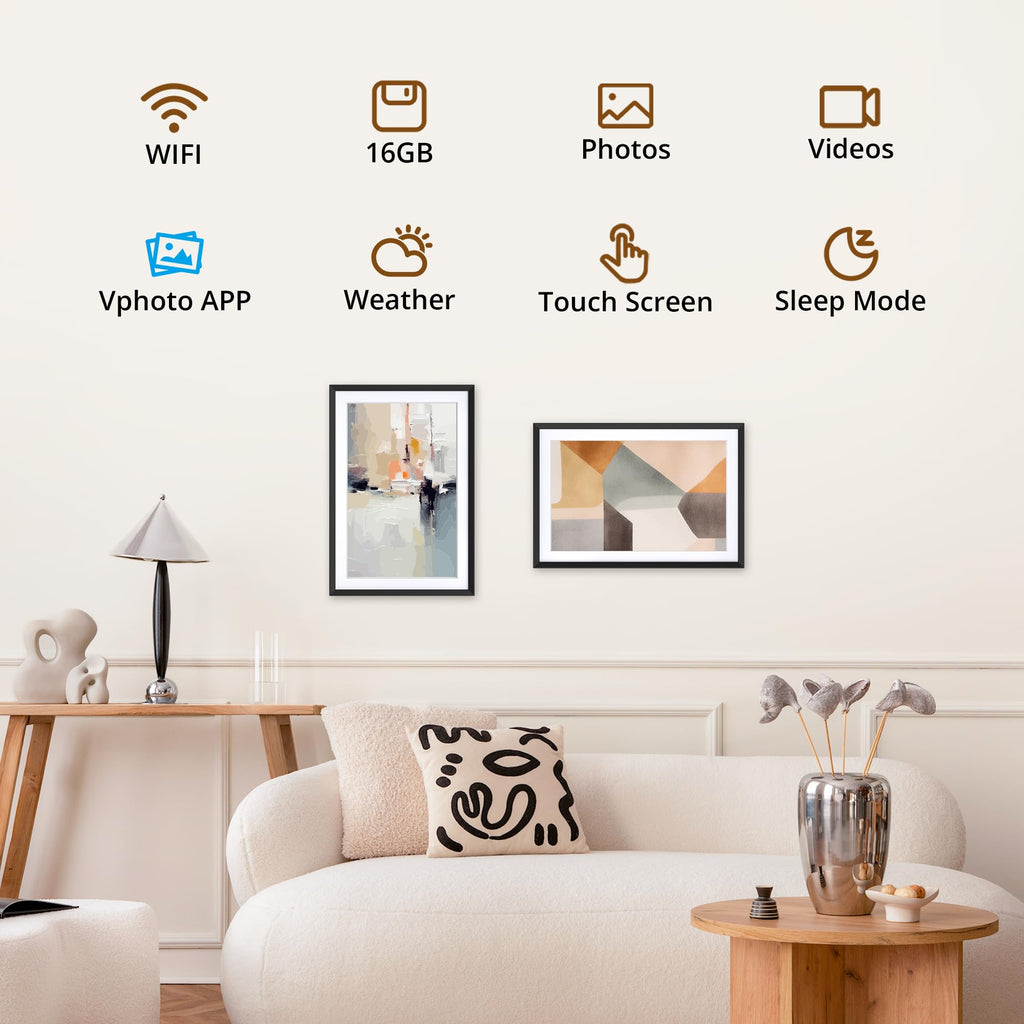 10.1'' WIFI Digital Picture Frame - 1280*800 HD IPS Touch Screen Digital Photo Frame Display, Auto-Rotate, Share