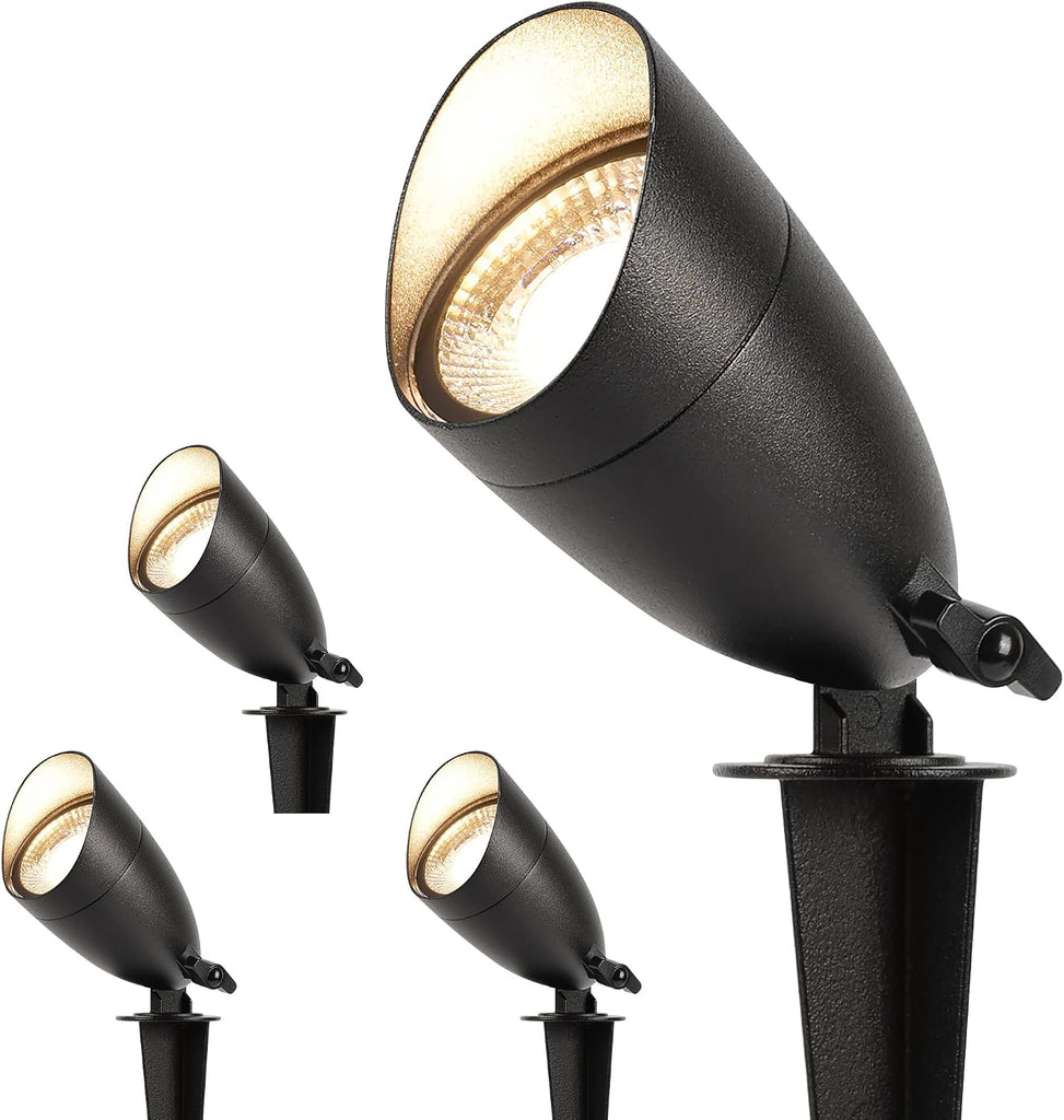 12V Low Voltage Landscape Lighting, Die-cast Aluminum Spot Lights with Connectors, IP65 Waterproof Outdoor Landscape
