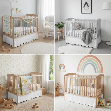 Sclloped Bed Skirt, Crib Size (28" x 52") Inch + 14" Drop 100% Microfiber Bed Skirt for Baby Boys or Girls - Blush