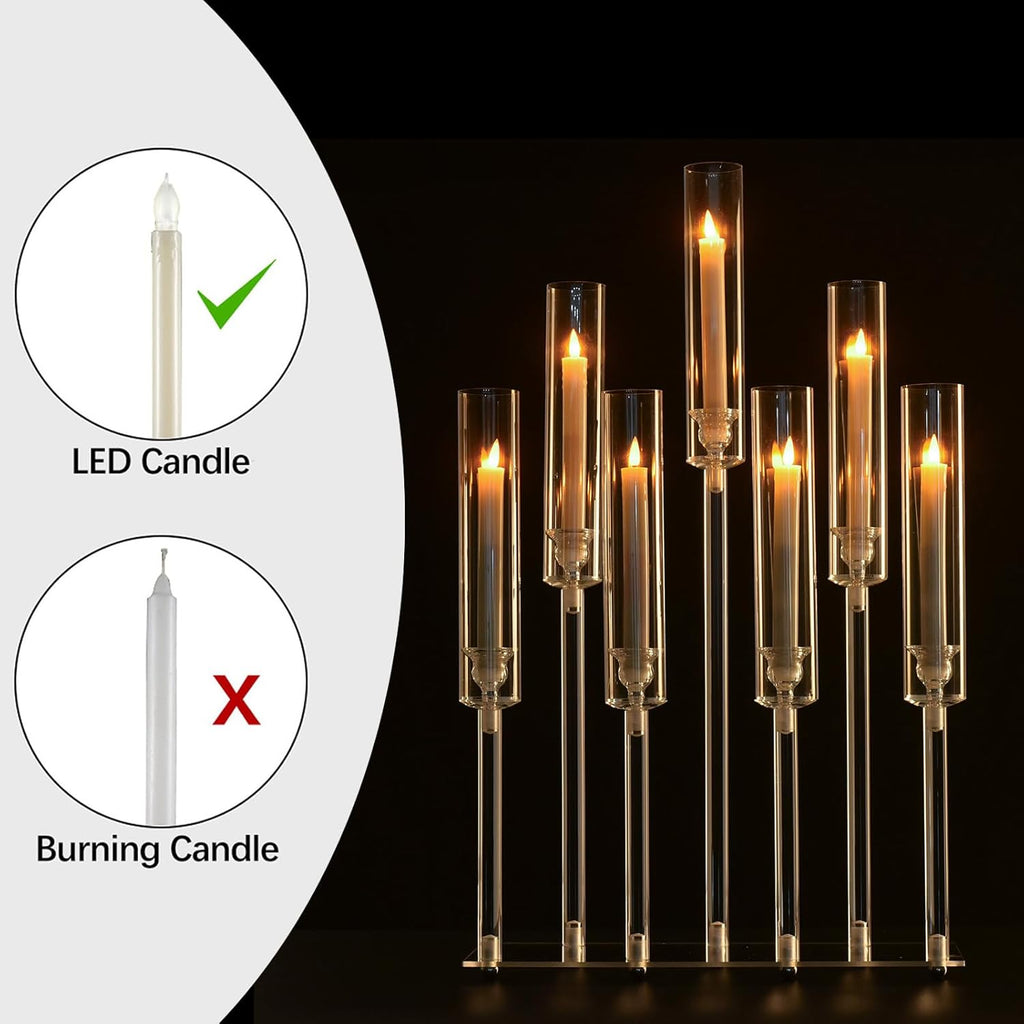 Acrylic Candle Holder Candlestick Holders, Candelabra 7 Arms, 26.5 Inch Tall