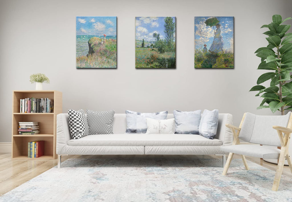 Woman with a Parasol by Claude Monet Canvas Wall Art, Oil Painting Impressionism Classic Artwork Pictures Decor
