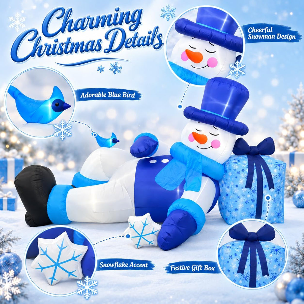 9.8FT Long Christmas Inflatable Reclining Snowman Outdoor Decorations
