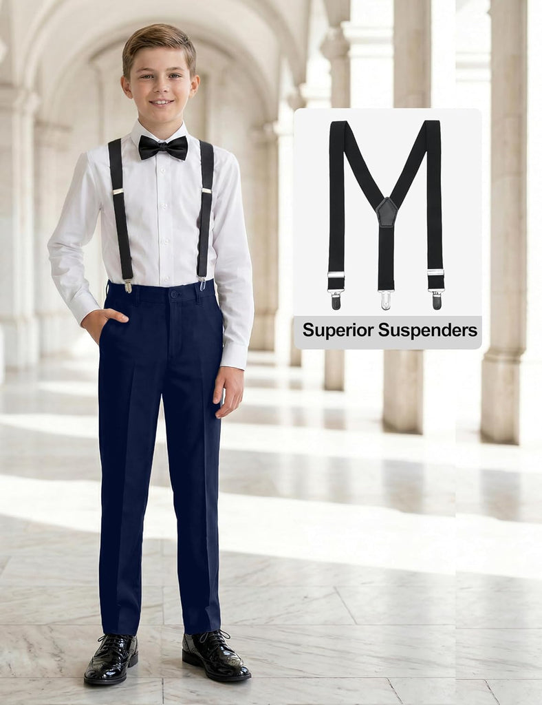 Boys' Formal Suit Set, with Suspenders, Adjustable Waist