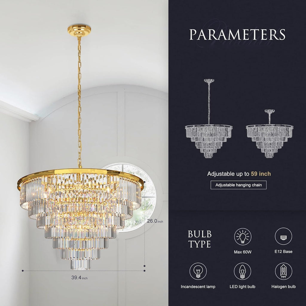 Inspired Odeon Style 24-Light Gold Empress Crystal 7-Tier Chandelier W39.4" - A107-B07KF4DMYR
