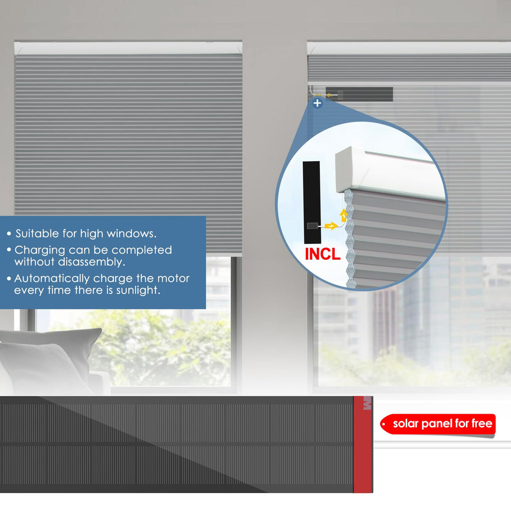 Motorized Cellular Shades with Remote Control, Grey