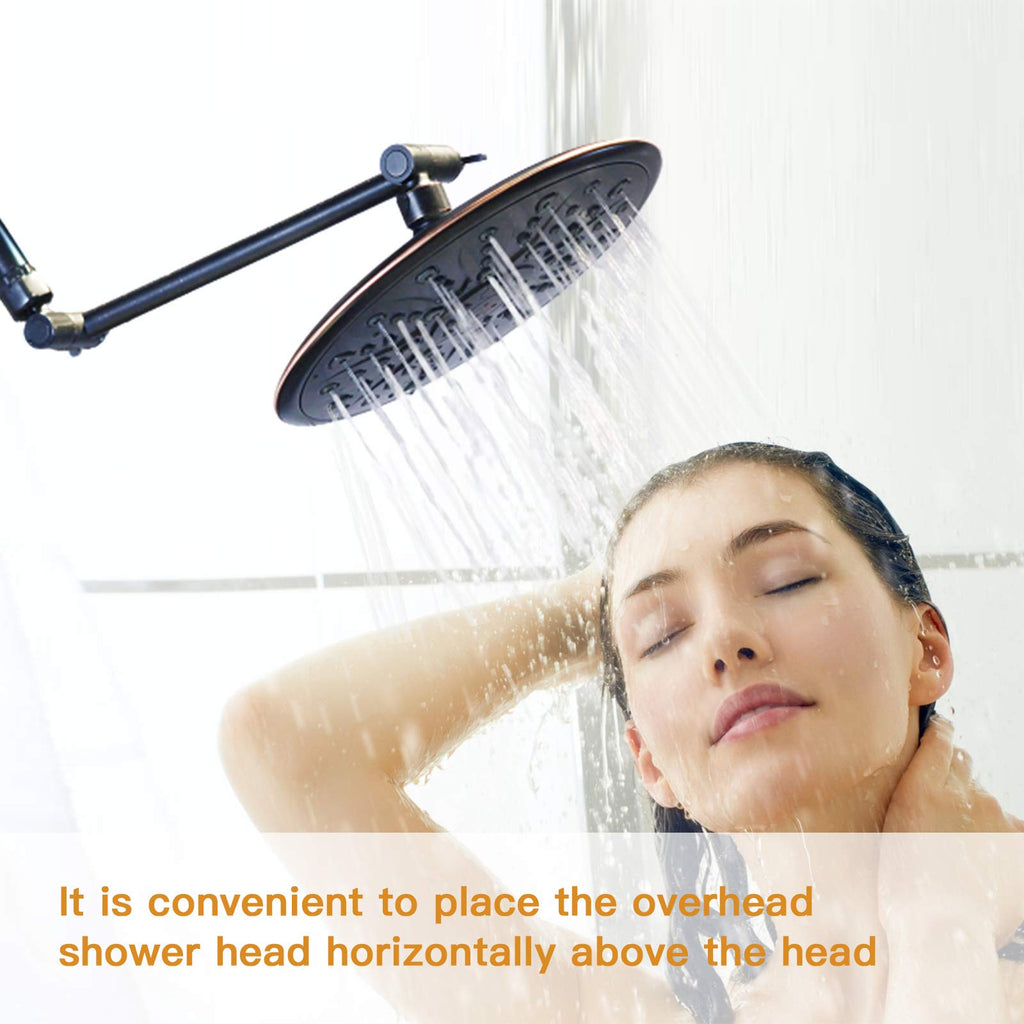 8 Inch Shower Head Extension Arm Oil Rubbed Bronze, Solid Brass Adjustable Shower Arm Extension, Lower or Raise Any
