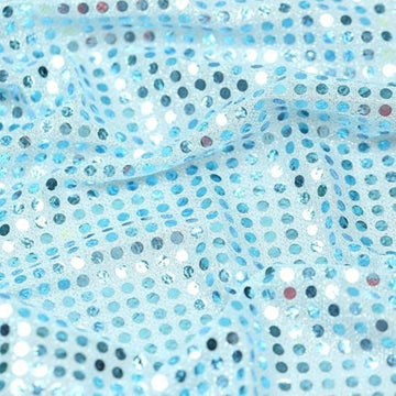 Dot Sequins On Metallic Mesh Fabric by the Yard Seasonal Fabric 43" Wide 1 Yards, Decoration, Backdrop-Baby Blue