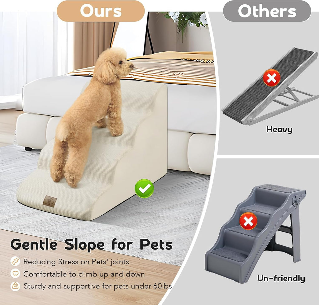 Dog Stairs for Small Dogs Cats, Small Pet Stairs Steps, Foam 6-Tier Pet Stairs Steps for Couch Sofa, Dog Ramp Ladder