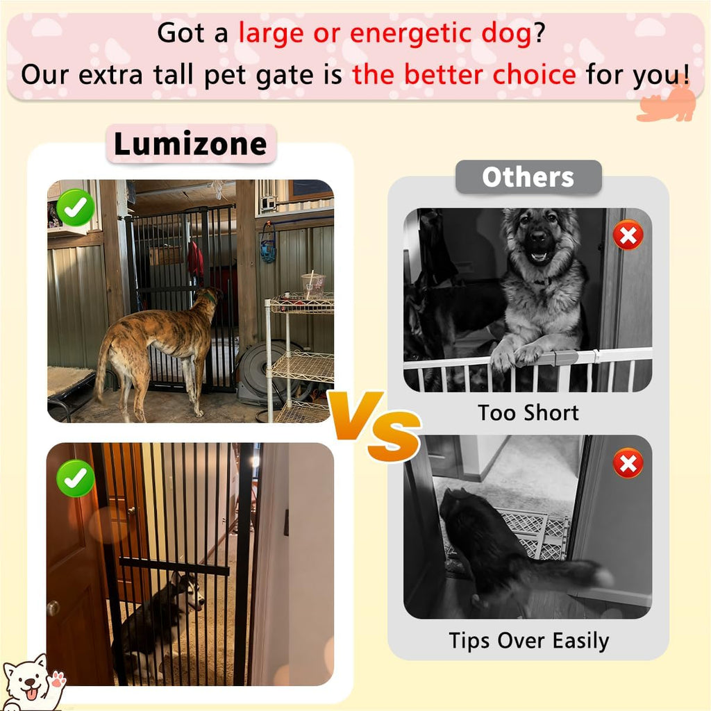 61.02" Extra Tall Pet Gate for Cat Dog 26.38"-30.11" Wide Cream
