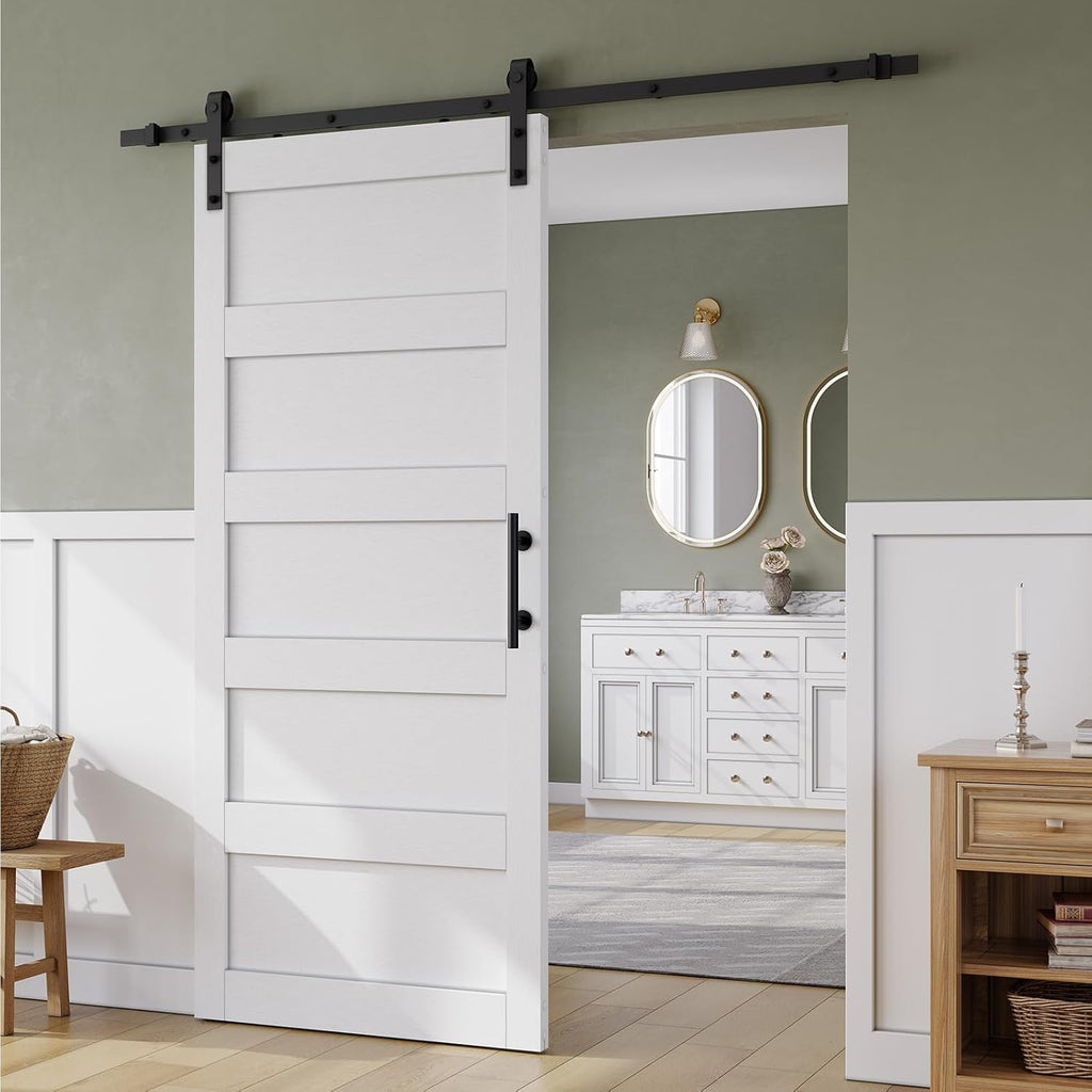 36in x 84in Sliding Barn Door with 6.6FT Barn Door Hardware Track Kit & Handle, Waterproof PVC Surfa