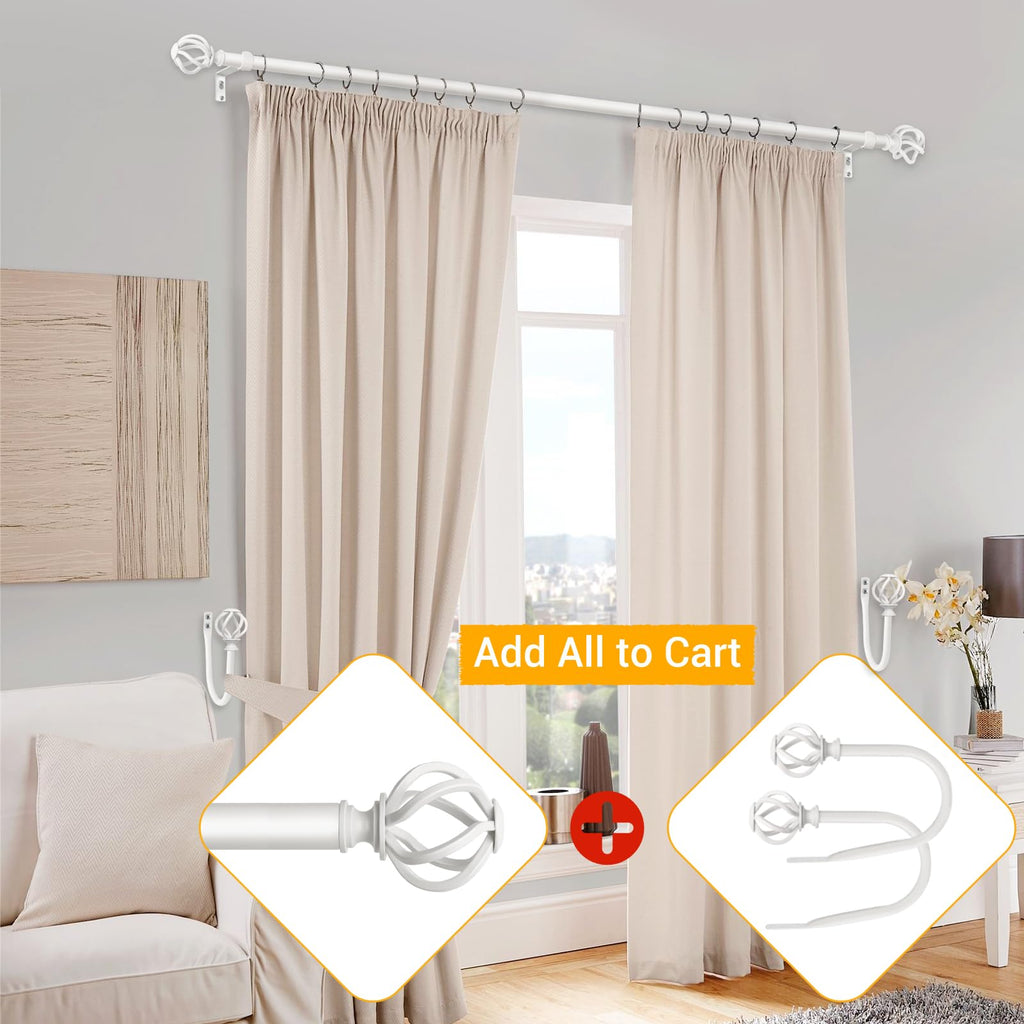 White Curtain Holdbacks, Decorative Drapery Tiebacks, 2 Pack/1 Pair