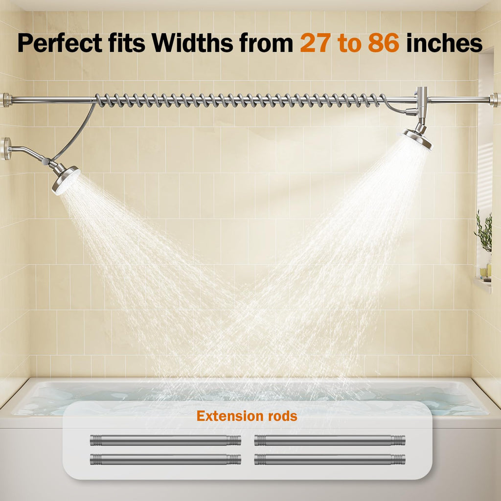 Dual Shower Head with Original Adjustable Slider, Double Showerhead, Chrome