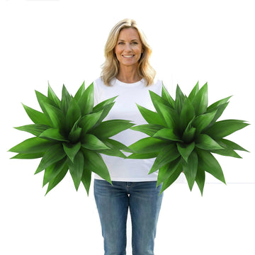 Artificial Agave Plants-Set of 2 Large Fake Agave for Outdoors, 28Inch, Faux Aesthetic Plants Decor, Realistic UV