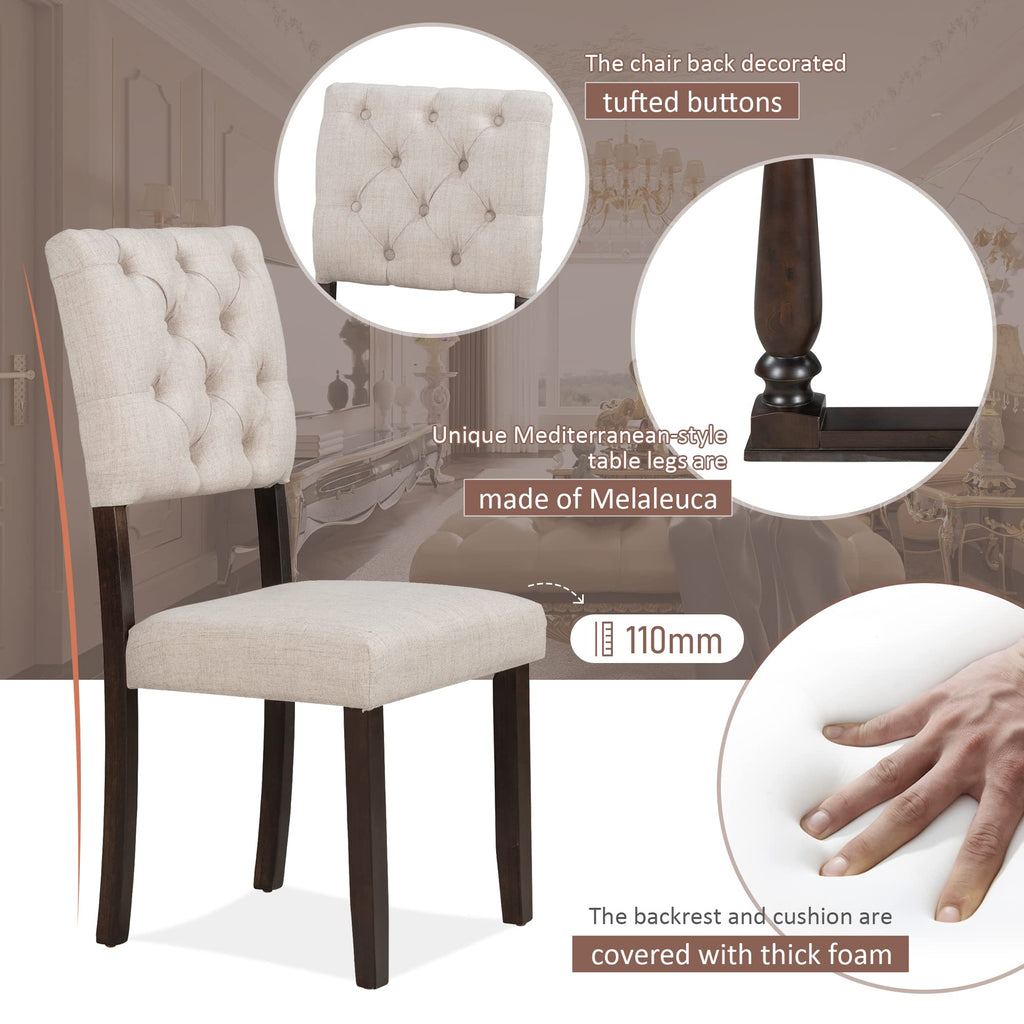 6-Piece Classic Dining Table Set with Special-Shaped Legs and Cushions Chairs, Modern Dining Table Set with Bench and