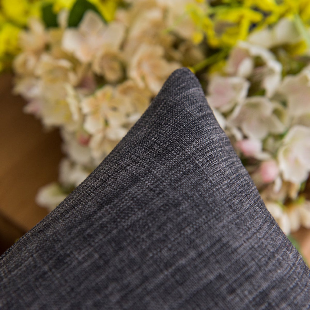 Pack of 2 Decor Burlap Natural Style Lined Linen 18x18 inch Throw Pillow Cases Cushion Cover /Christmas, (Dark Grey)