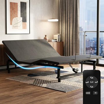 Queen Size Adjustable Bed Frame with Wireless Remote, Zero Gravity & Head & Foot Incline, Heavy-Duty Steel Frame