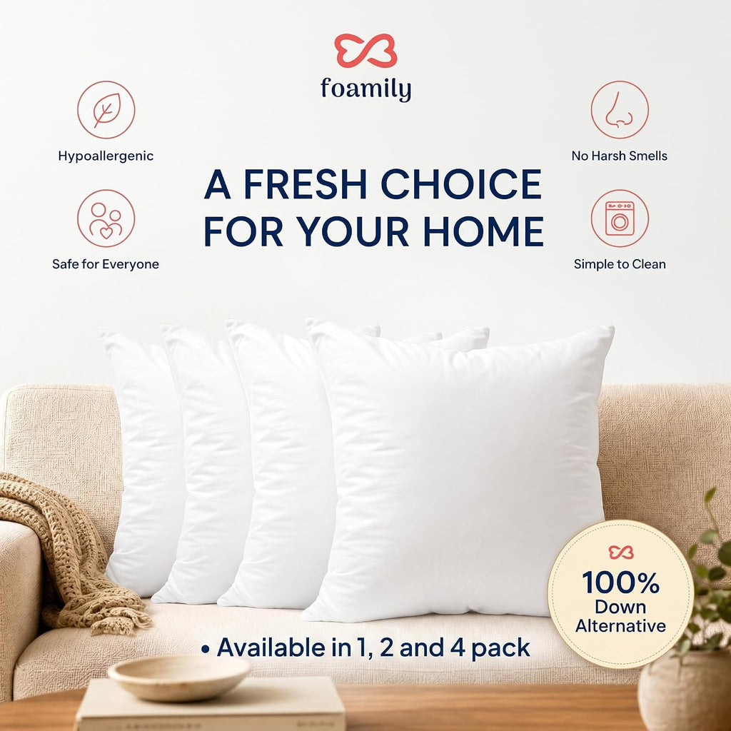 20x20 Throw Pillow Insert, White Pillows for Couch, Sofa & Bed