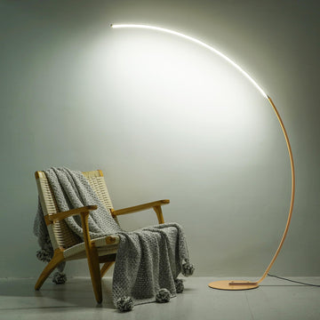 67" Gold Arc Floor Lamp, Modern LED Standing Lamp with Remote