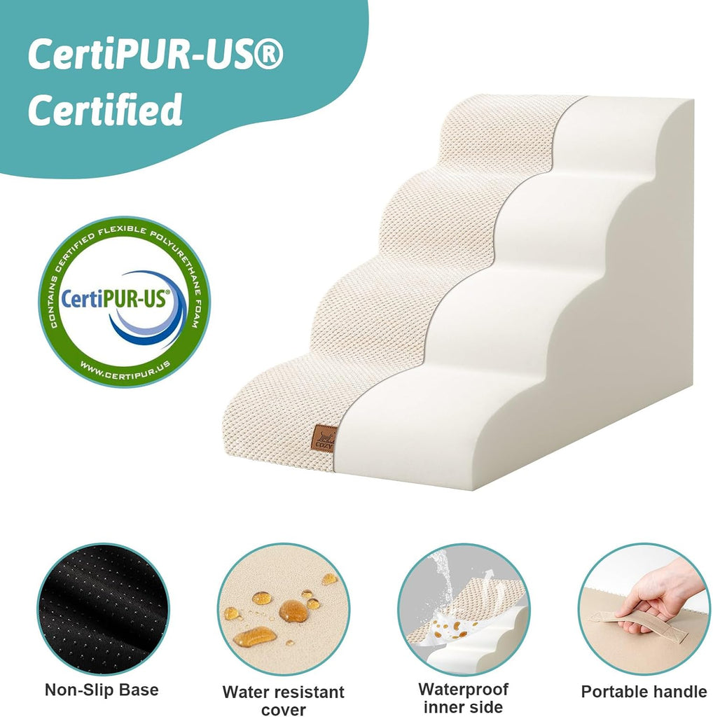 Dog Stairs for Small Dog 19.7" H, 4 Step Pet Ramp for Bed