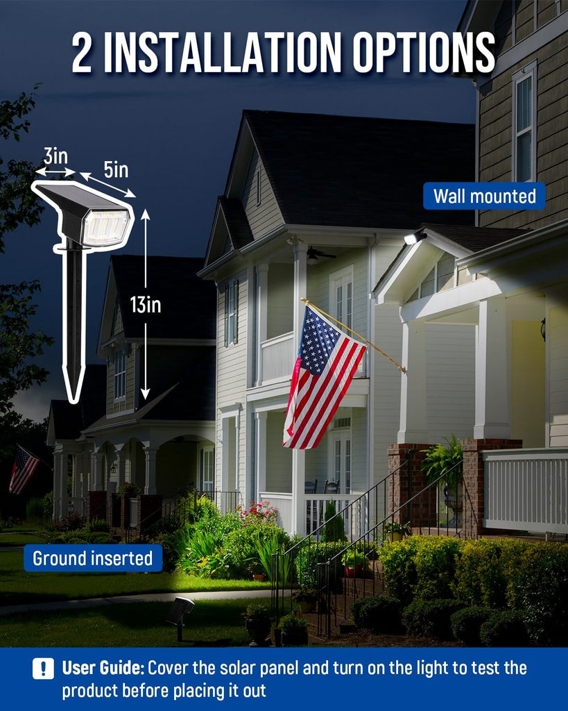 Spot Lights Outdoor Waterproof, Solar Spotlights, 4 Packs, Cool White | 63 LED, 3 Lighting Modes, 120° Adjustable