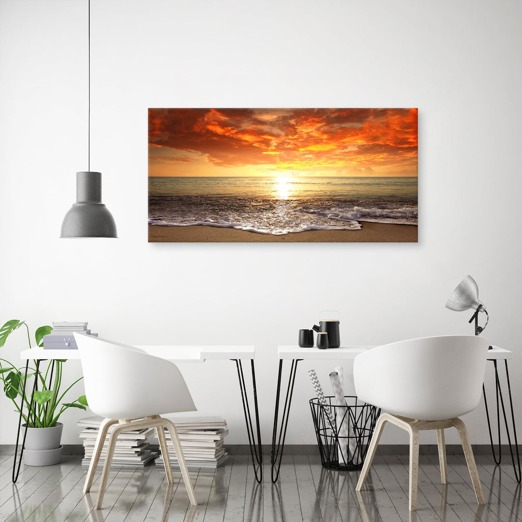 Canvas Prints Wall Art Sunset Ocean Beach Pictures Photo Paintings Bedroom Home Decorations Modern Stretched