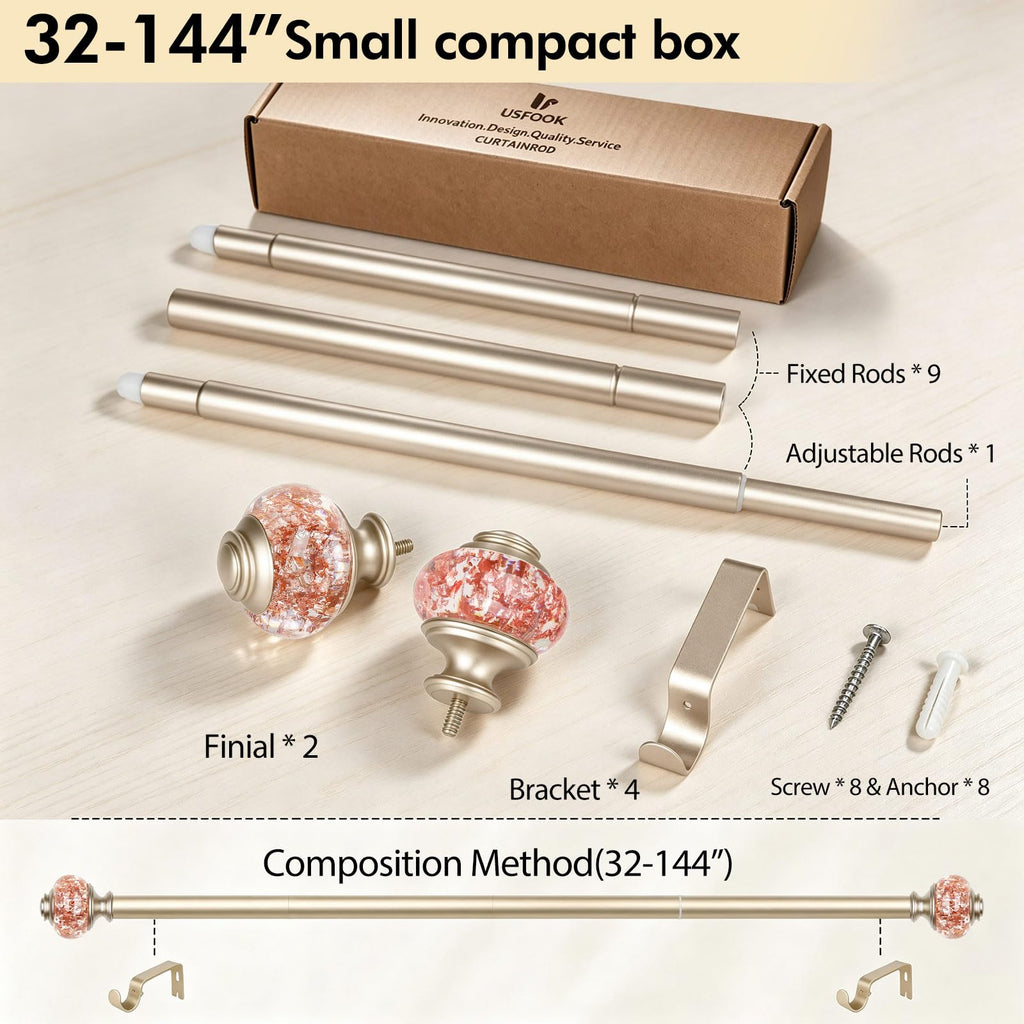 Curtain Rods for Windows 66 to 120, Rose Gold