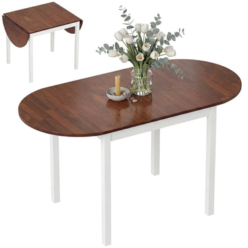 55" Solid Wood Folding Dining Table for 4-6 People, Brown