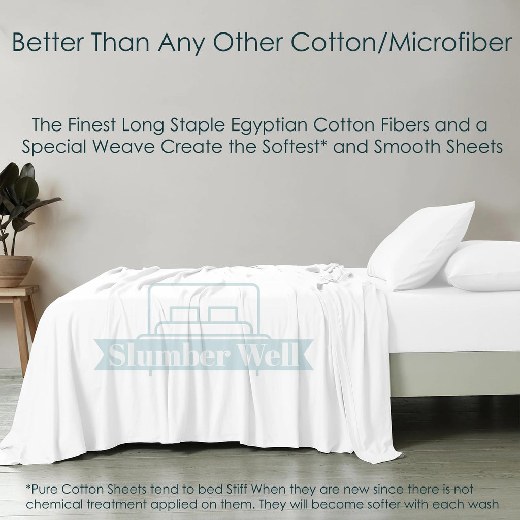 4 Piece Top Split King Sheet Sets for Adjustable Bed, 34 Inch Split Head, 100% Egyptian Cotton, 18 Inch Deep Pocket