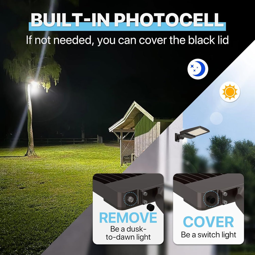 LED Parking Lot Light 150W - 5000K 22500lm UL Listed - Black Led Flood Lights Outdoor Pole Light with Photocell