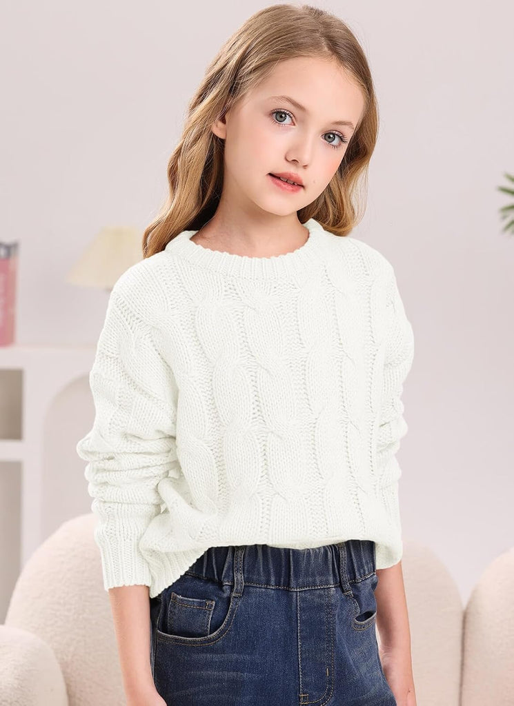 Cable Knit Sweaters Long Sleeve Crewneck Pullover Sweater